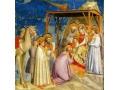 Giotto di Bondi schildert in 1304 of 1306 deze voorstelling van de Aanbidding der Wijzen voor het kind Christus. Hij denkt dat de Kerstster in werkelijkheid een komeet is geweest. (Bron: Musei civici di Padova)